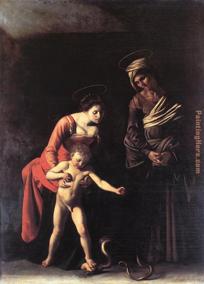 Madonna with the Serpent painting - Caravaggio Madonna with the Serpent art painting